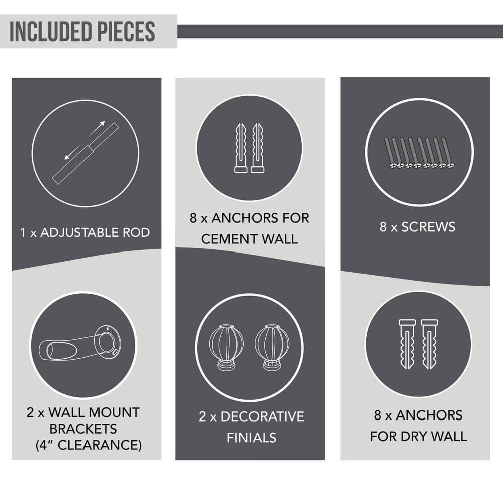 Commonwealth Home Fashions Blackout Rod Aluminum Adjustable Bay Window Single Curtain Rod