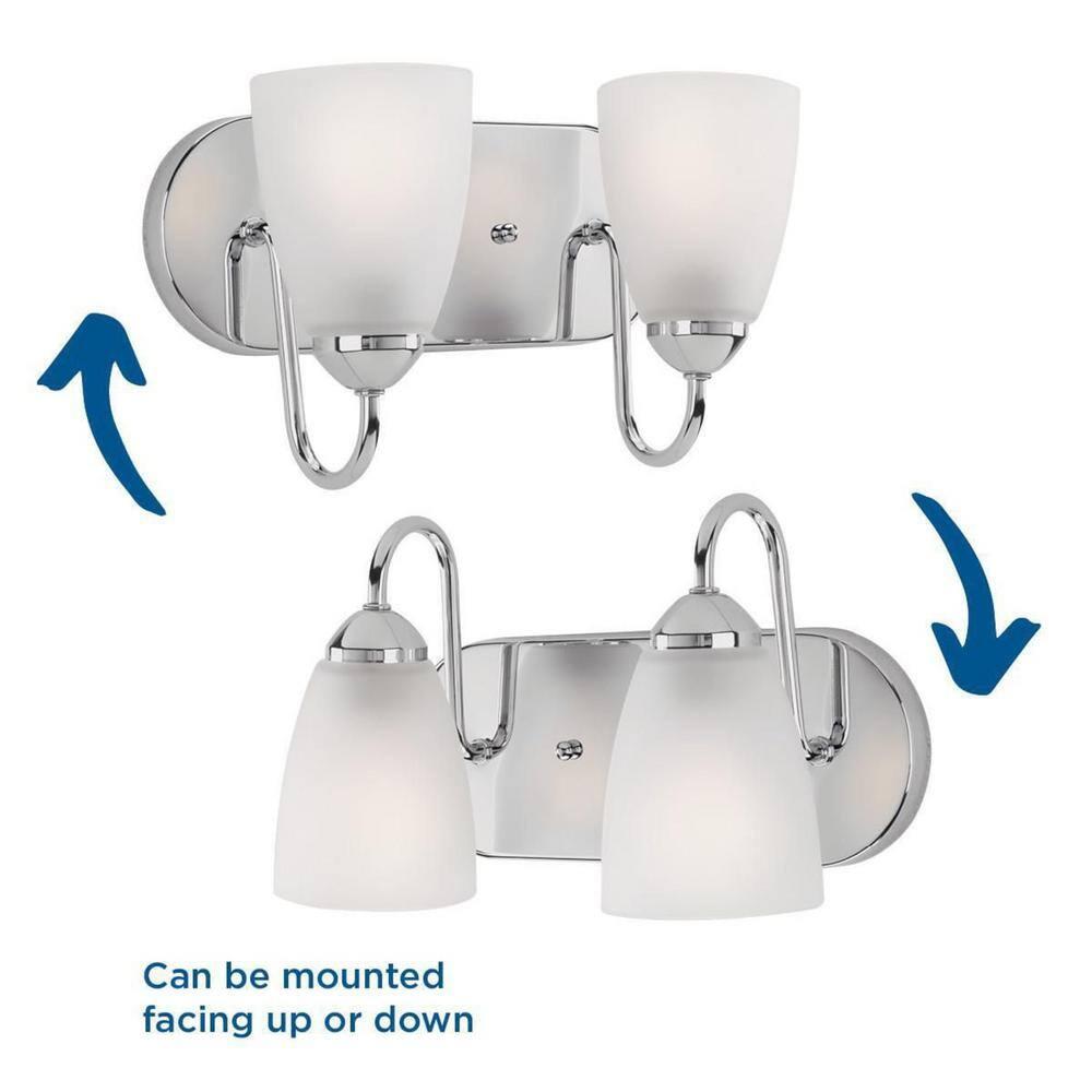 Progress Lighting Gather Collection 2-Light Bath Bracket, Polished Chrome, Etched Glass Shades