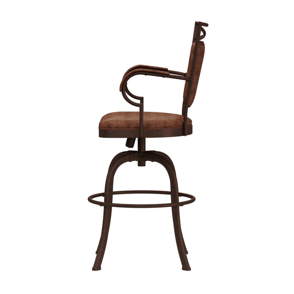 Bridgetown Tilt Base Barstool - Aged Bronze - Hillsdale Furniture: 360 Swivel, Metal Frame, Faux Leather Upholstery