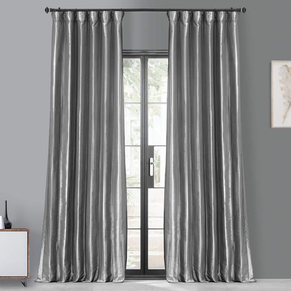 Platinum Blackout Faux Silk Taffeta Curtain (1 Panel), Platinum, 50W X 84L