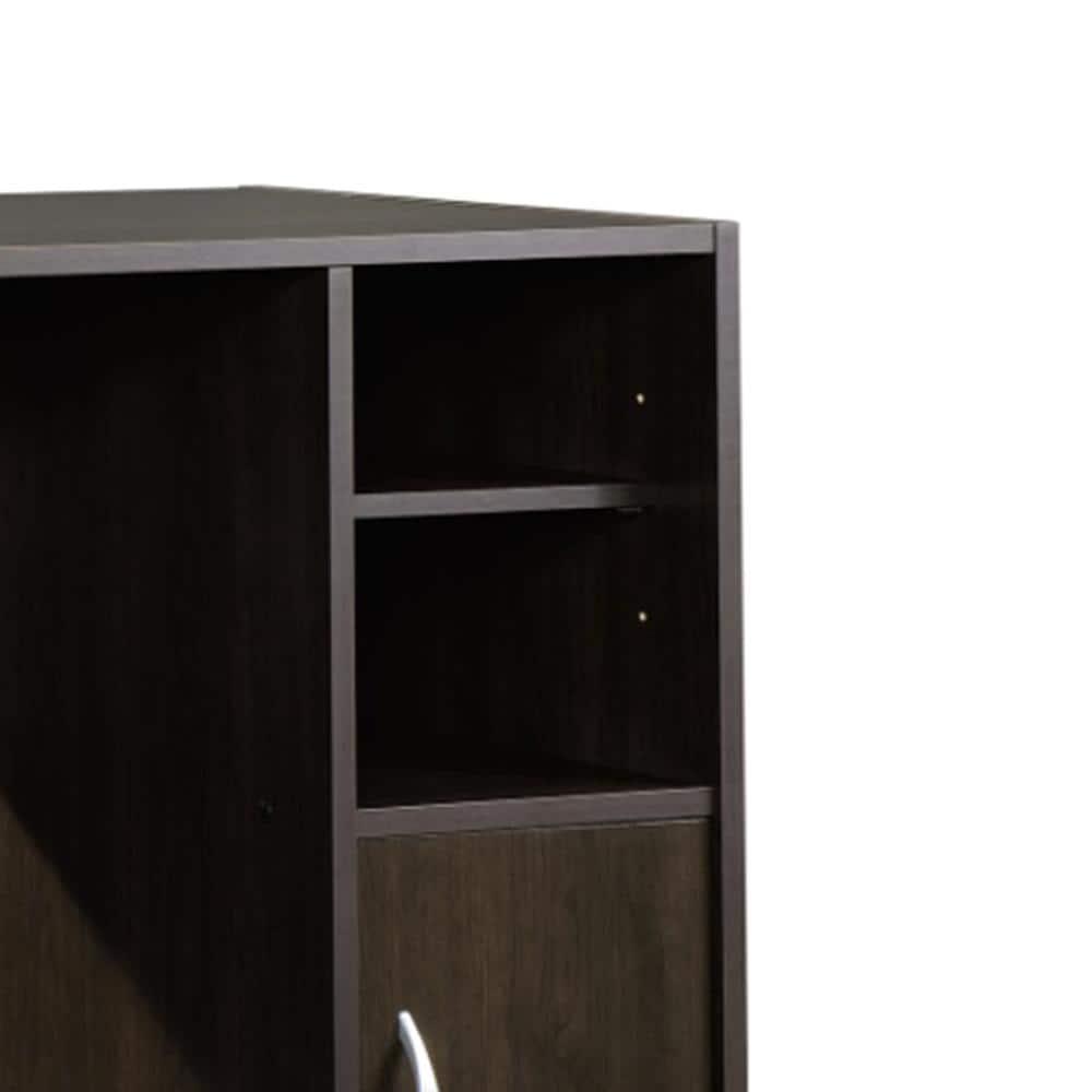 Sauder Beginnings Computer Desk with Side Shelves & Cabinet in Cinnamon Cherry