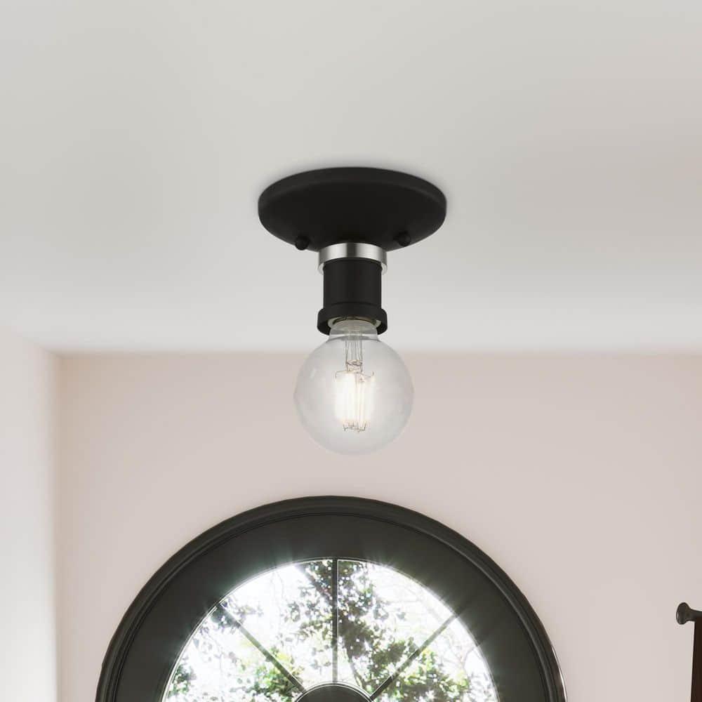 Livex Lighting Lansdale 1 - Light Flush Mount in  Black/Brushed Nickel