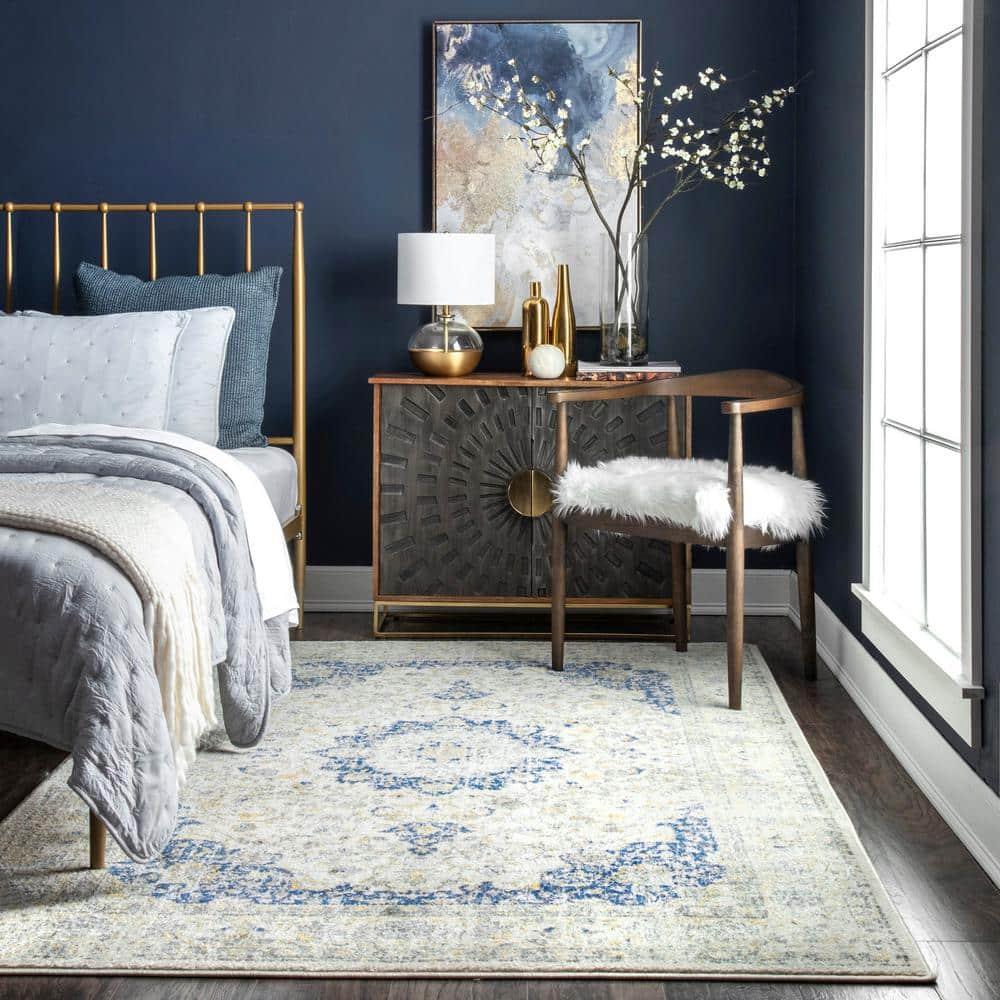 12'x15' Verona Vintage Persian Style Area Rug Blue - nuLOOM: Geometric Pattern, Low Pile, Indoor Rectangle Rug
