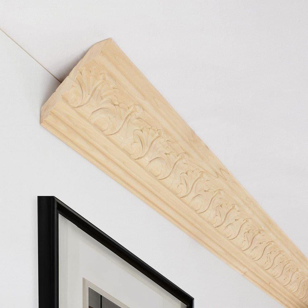 Ekena Millwork Acanthus Leaf Carved Wood Crown Moulding, Maple