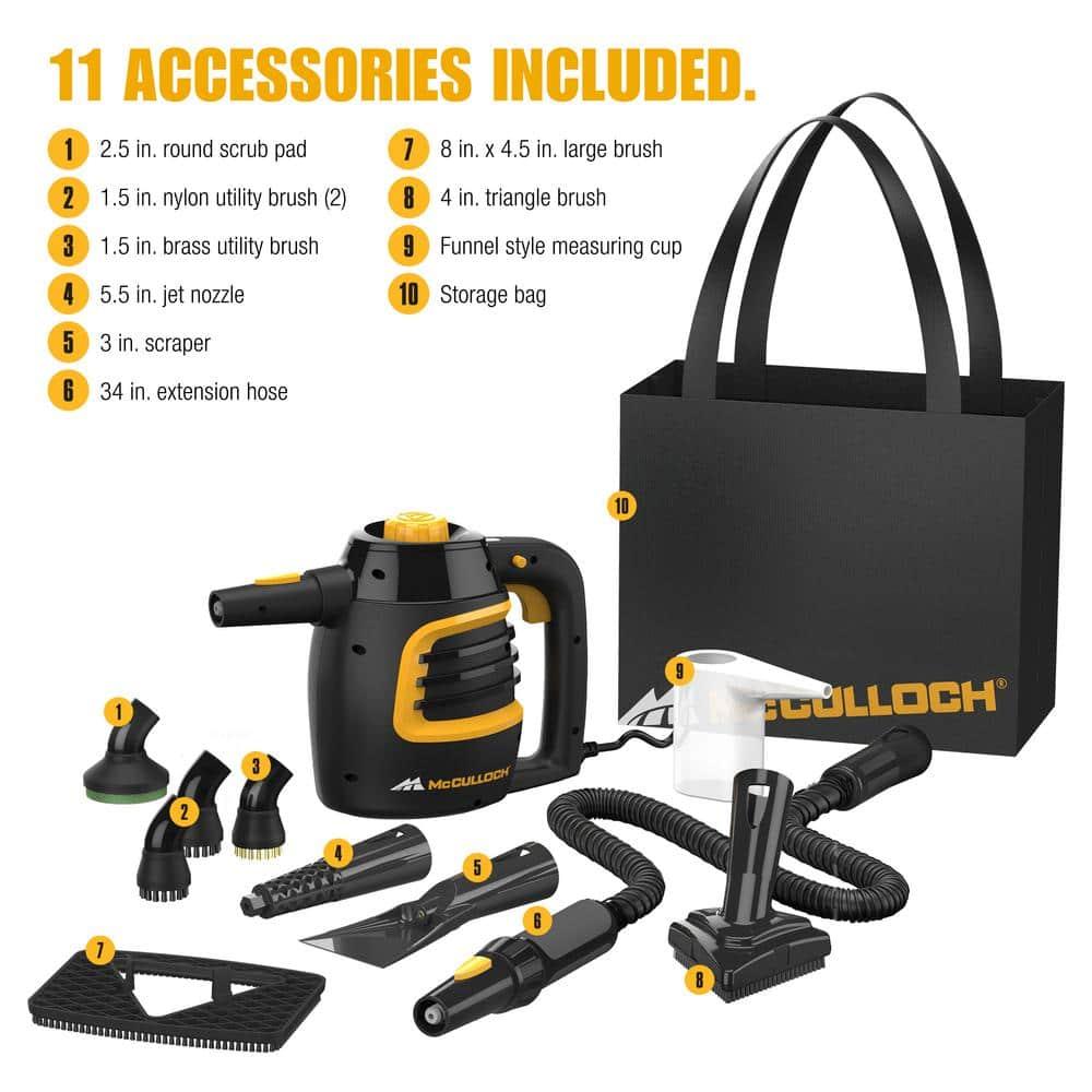 MC1230 Handheld Steam Cleaner, 10 Minute Runtime, 11 Accessories: Jet Nozzle, Brushes, & More - Built for Home, Tile, Grout, Carpet, Furniture, Car Detailing, & Commercial Deep Cleaning