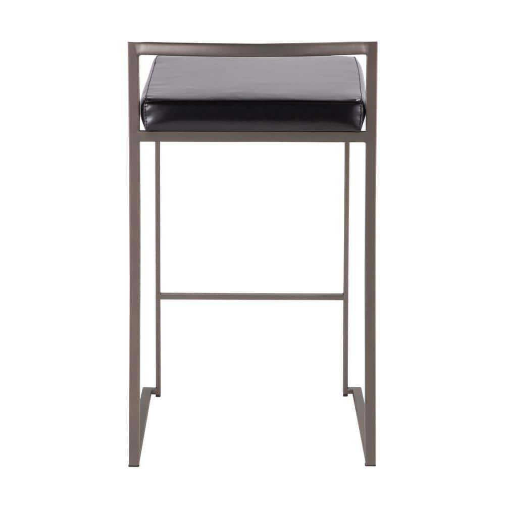 Set of 2 Counter Height Barstools Antique Coin Black - LumiSource: Upholstered Faux Leather, Metal Frame, No Assembly Required