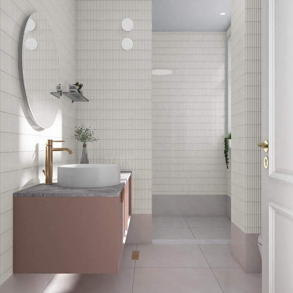Monogram Stacked 11.19 In. X 11.9 In. Glossy Porcelain Mosaic Floor And Wall Tile (0.92 Sq. Ft. / Each)