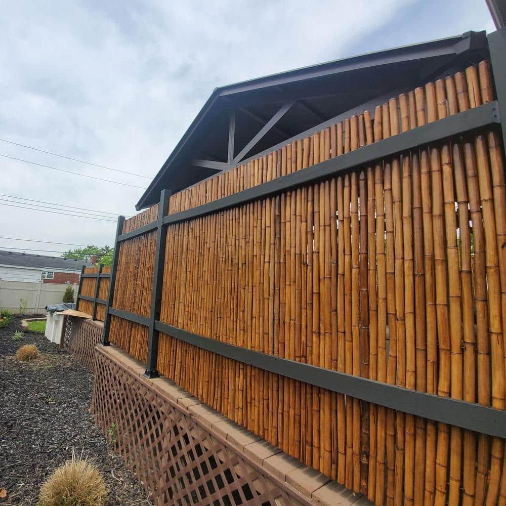 Backyard X-Scapes Bamboo Fencing Decorative Rolled Wood Fence Panel Caramel Brown 6ftHx8ftL