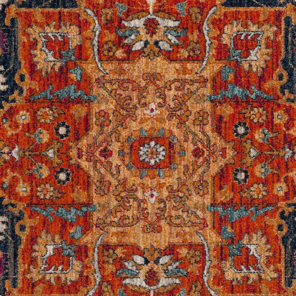 Evoke EVK275 Power Loomed Indoor Area Rug - Blue/Orange - 5'3"x5'3" - Safavieh