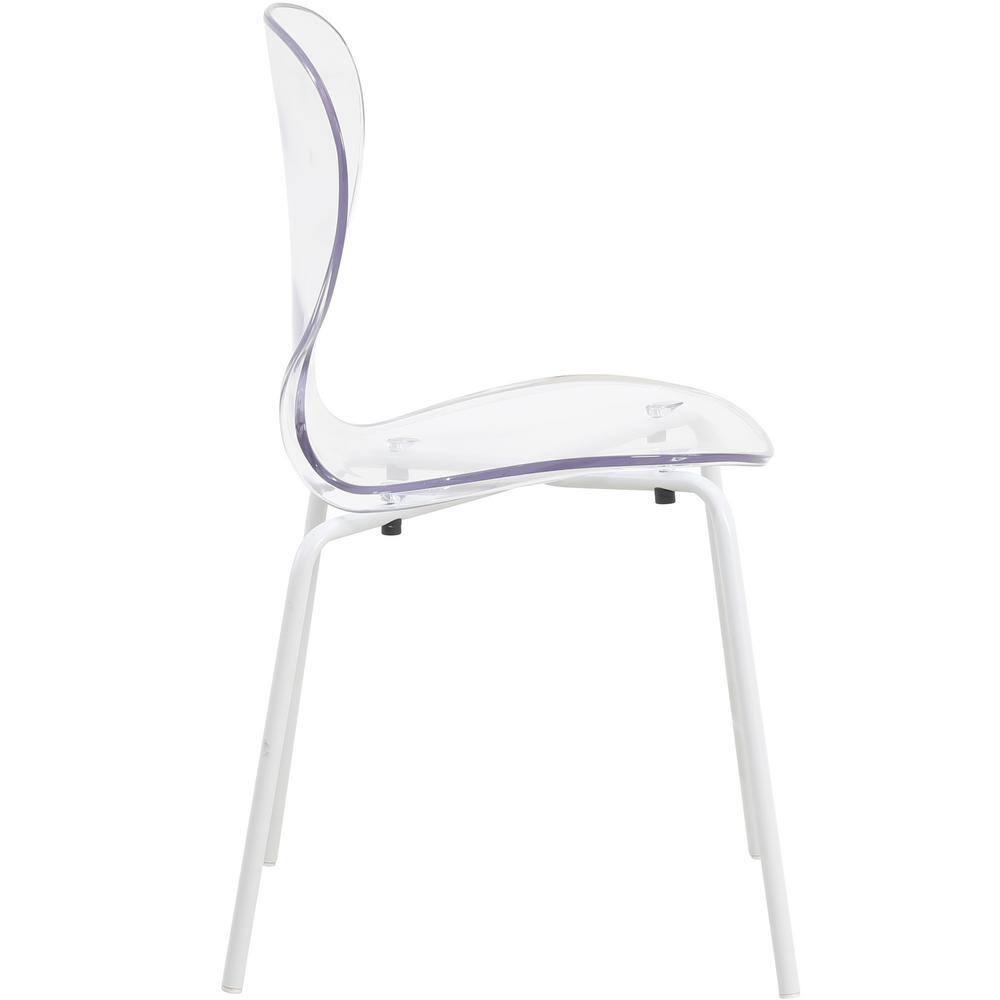 Ivy Bronx Edenfield Dining Chair with Curved Back and Waterfall Edge Seat White Powder-Coated Metal Legs