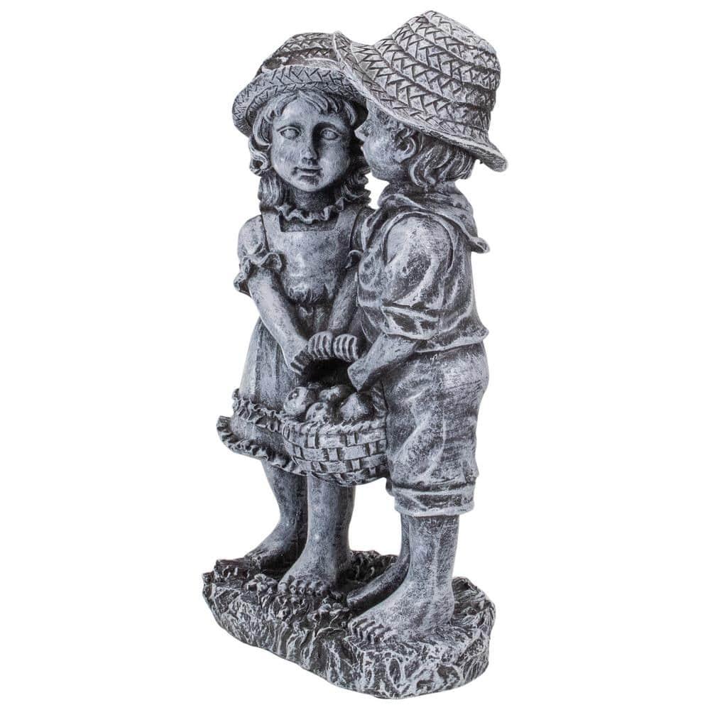 Northlight Seasonal 13" Boy and Girl Apple Picking Outdoor Garden Statue