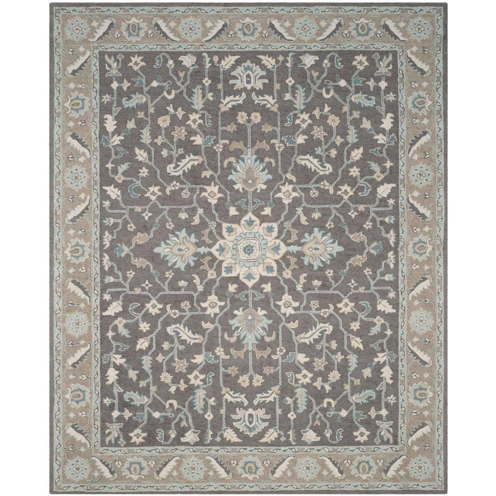 Blossom BLM217 Hand Tufted Area Rug - Dark Grey/Light Brown - 8'x10' - Safavieh.
