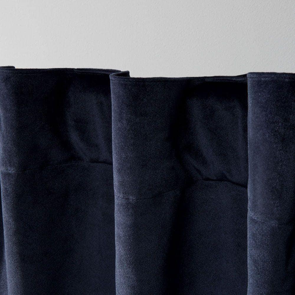 Set of 2 (96"x54") Velvet Back Tab Light Filtering Window Curtain Panels Navy - Exclusive Home: Polyester, OEKO-TEX Certified