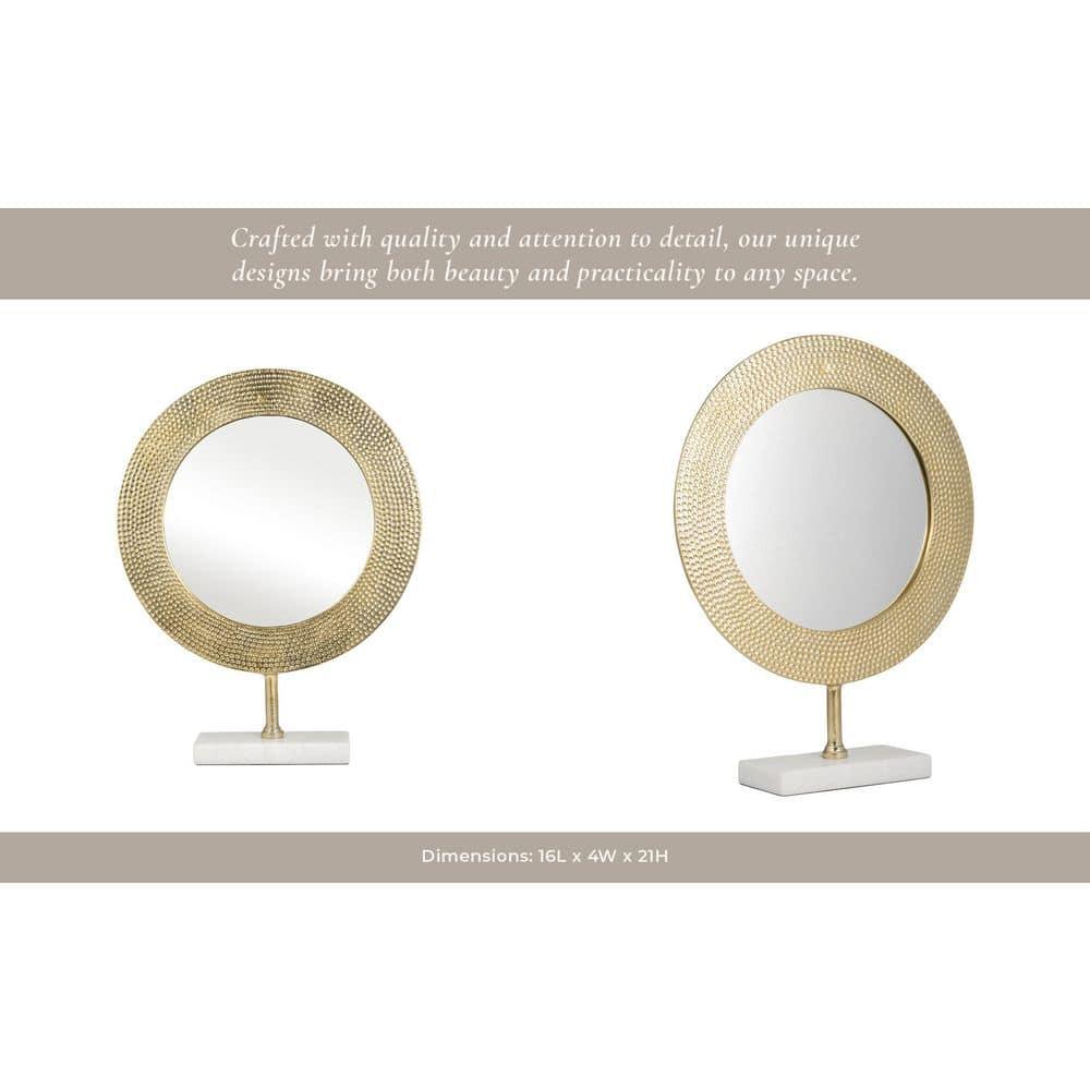 Sagebrook Home Metal 21" Hammered Mirror On Stand, Gold