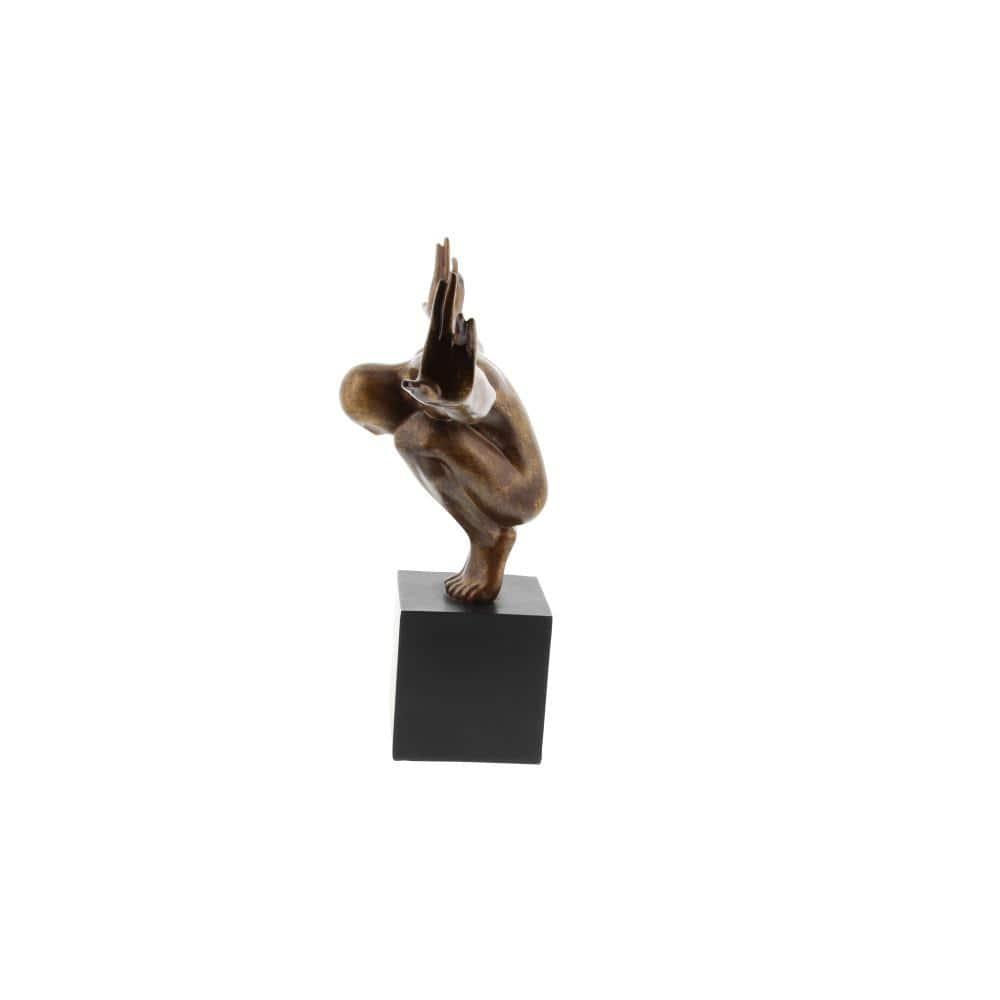 Red Barrel Studio® Cleophis Polystone Diver Decorative Bronze Sculpture with Black Base