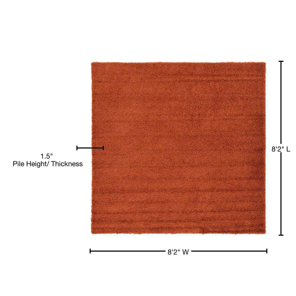 Unique Loom 8' 0 x 8' 0 Square Solid Shag Terracotta Area Rug