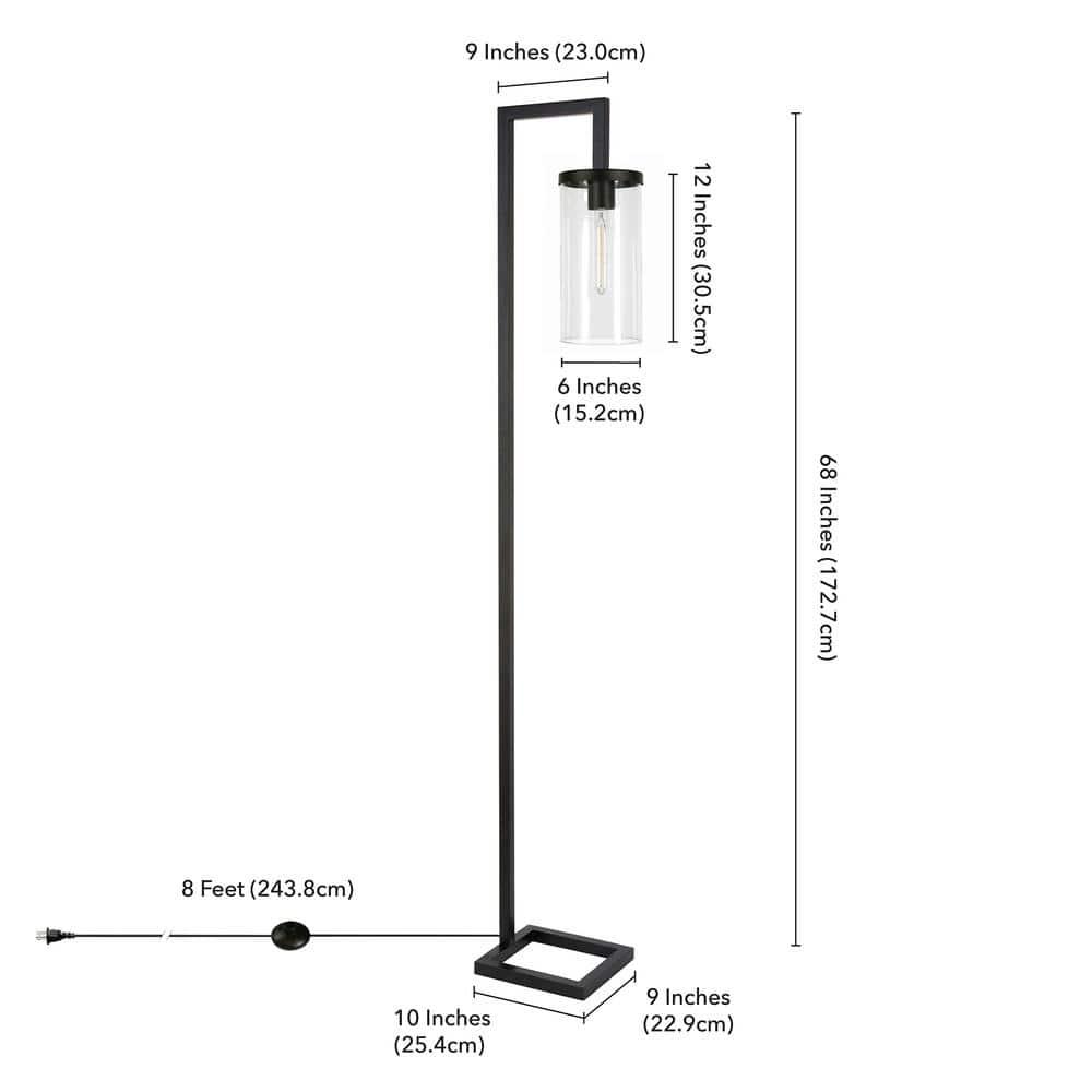 Evelyn&Zoe Malva 67.75" Tall Floor Lamp with Glass shade in Blackened Bronze/Clear