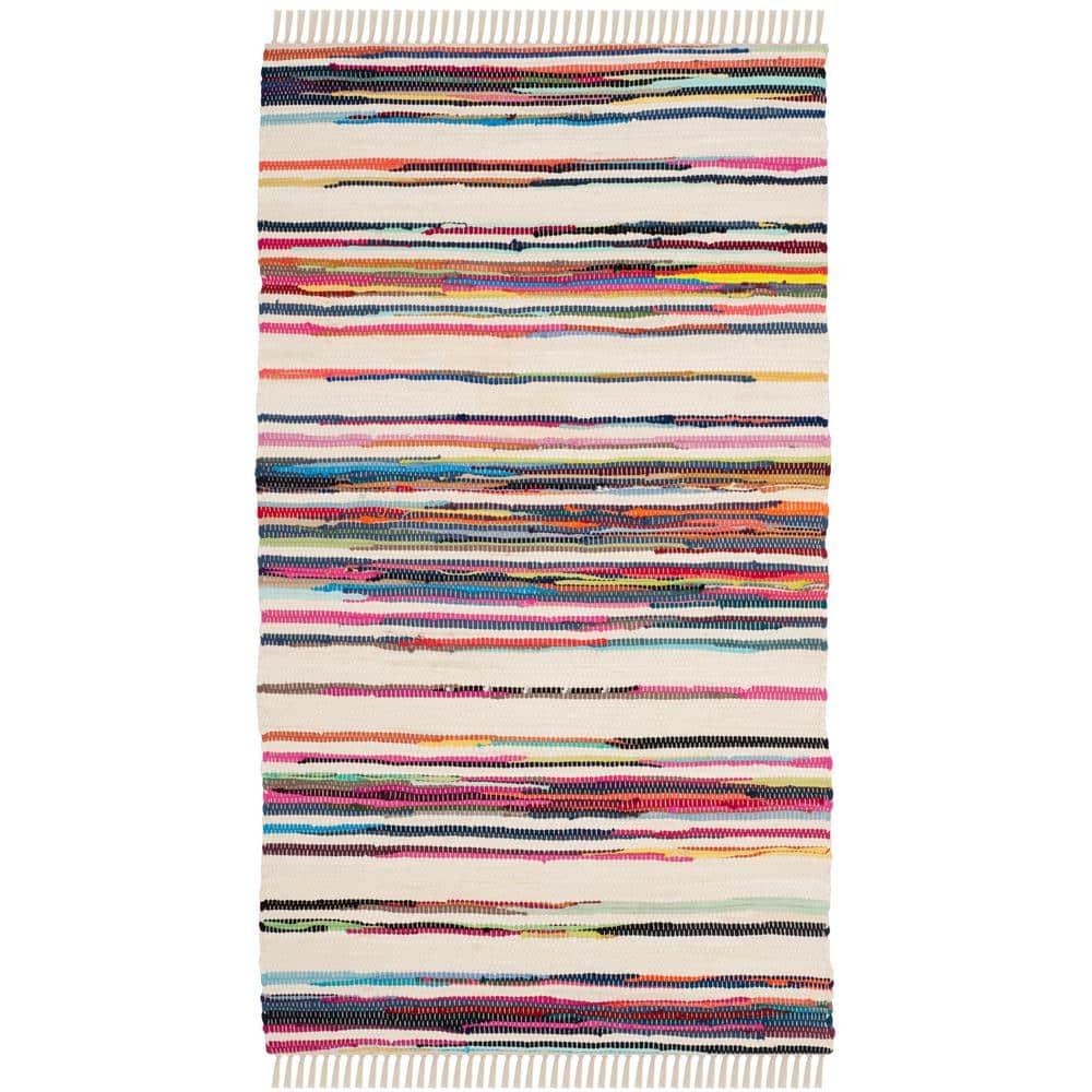 Rag Rug RAR126 Hand Woven Indoor Accent Rug - Ivory/Multi - 2'x3' - Safavieh.