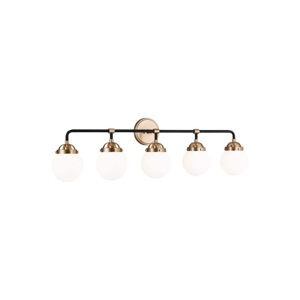 Generation Lighting Cafe 38.25-in 5 -Light Satin Bronze Modern/contemporary Vanity light