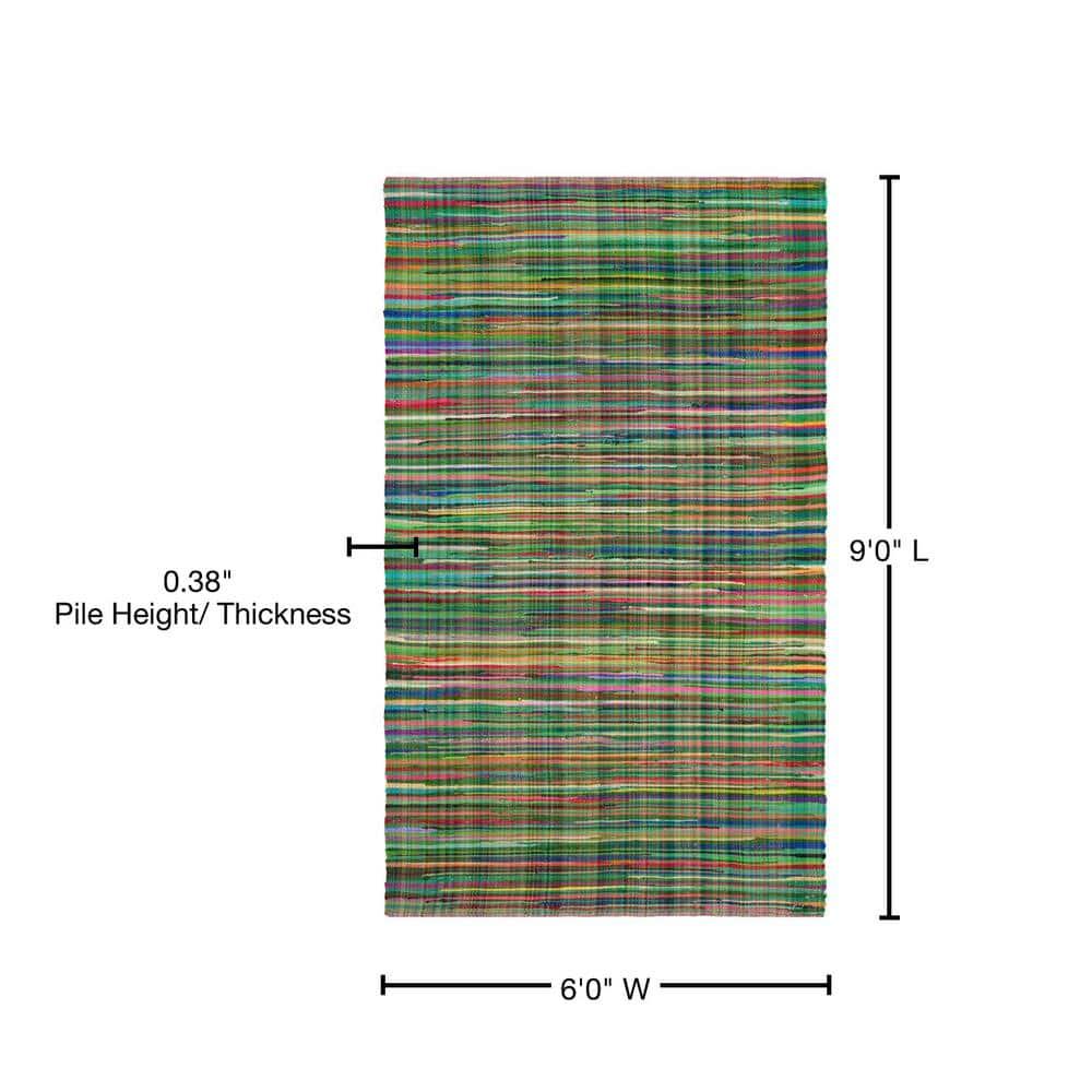 Rag Area Rug RAR240 Hand Woven Area Rug - Green/Multi - 6'x9' - Safavieh.