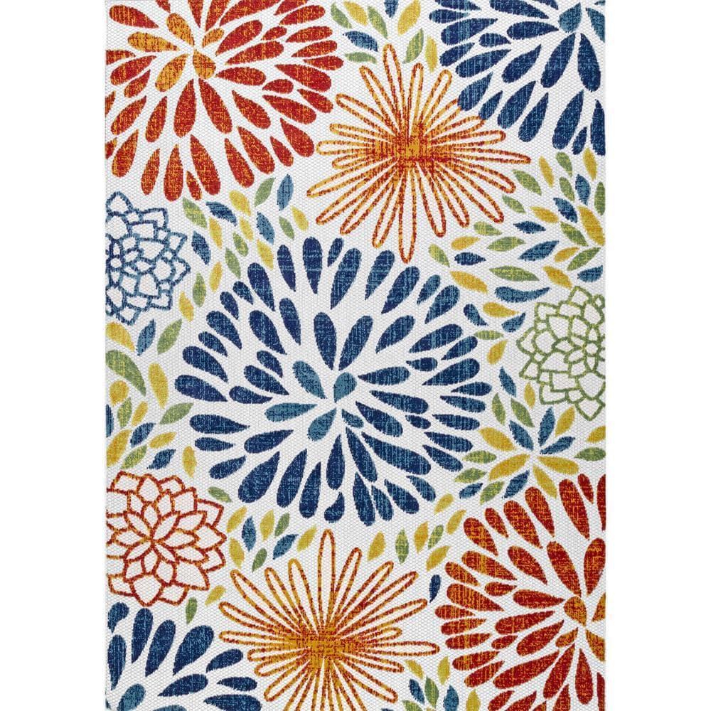 Nuloom Monique Floral & Paisley 8 Square Indoor/Outdoor Area Rug for Living Room Patio Deck Front Porch Kitchen, Blue/Multicolor