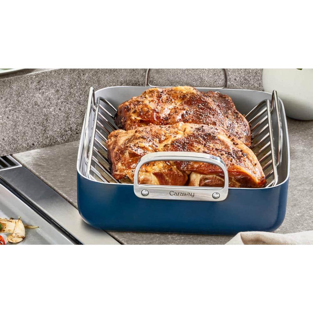 Caraway Home 12.6" Nonstick Square Braiser Navy: 1 Year Warranty, Hand Wash, Electric & Gas Compatible, 11.2 Volume