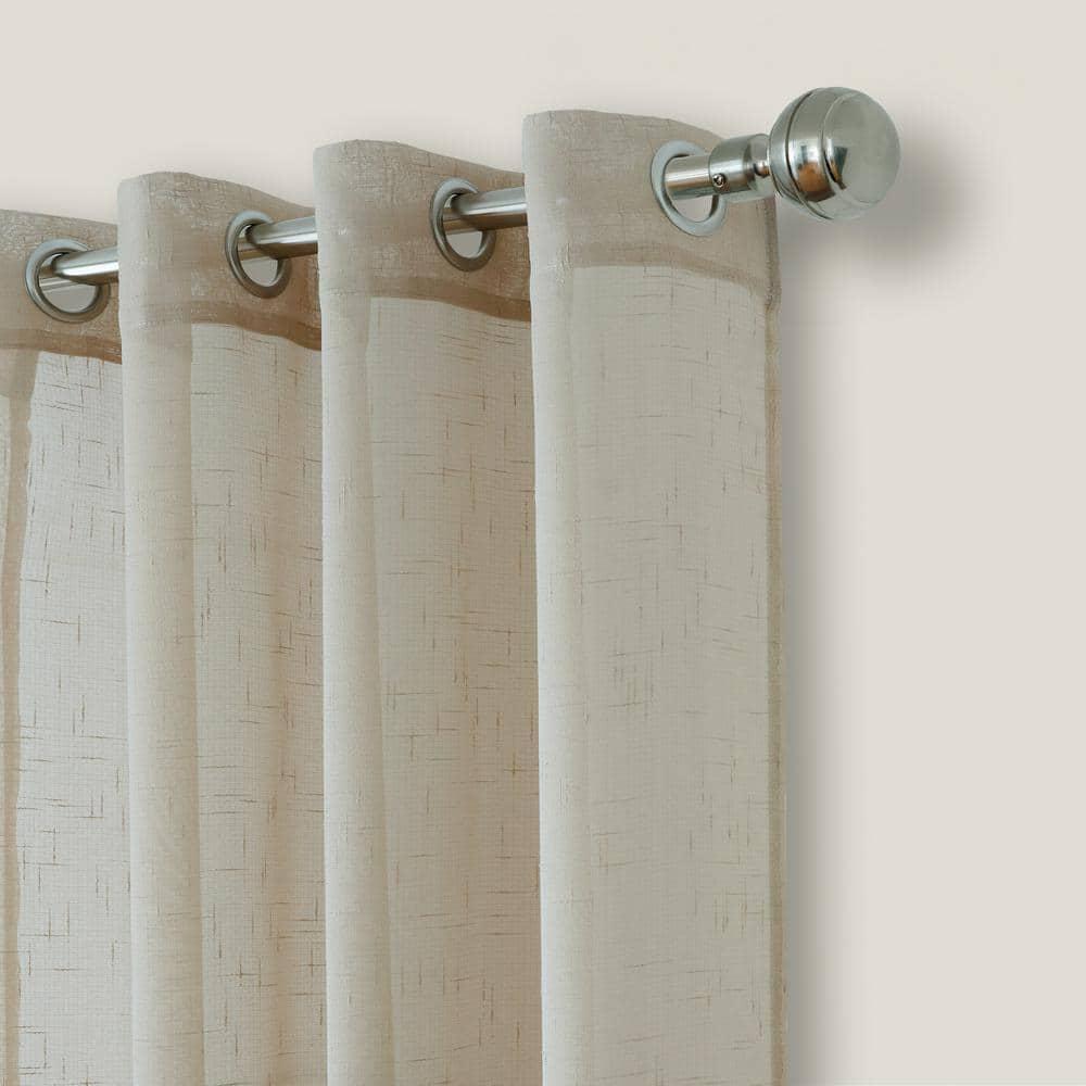 Carmen Sheer Extra Wide Indoor/Outdoor Single Window Curtain for Patio, Porch, Cabana - 114x84 - Natural - Elrene Home Fashions