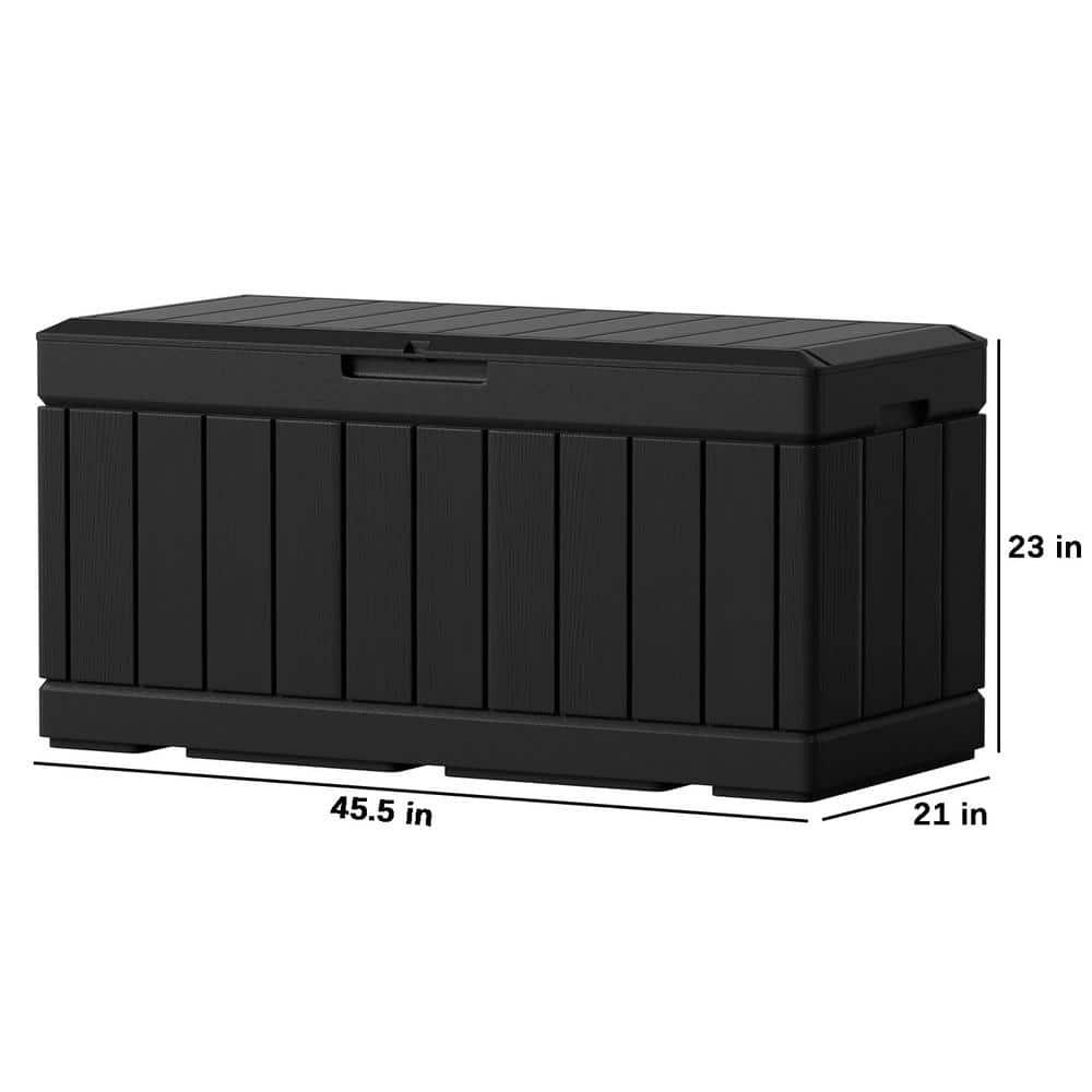 Devoko 85 Gallon Deck Box Lockable Resin Outdoor Storage Box waterproof Outdoor Container for Patio Furniture Cushions, Pillow (Black)