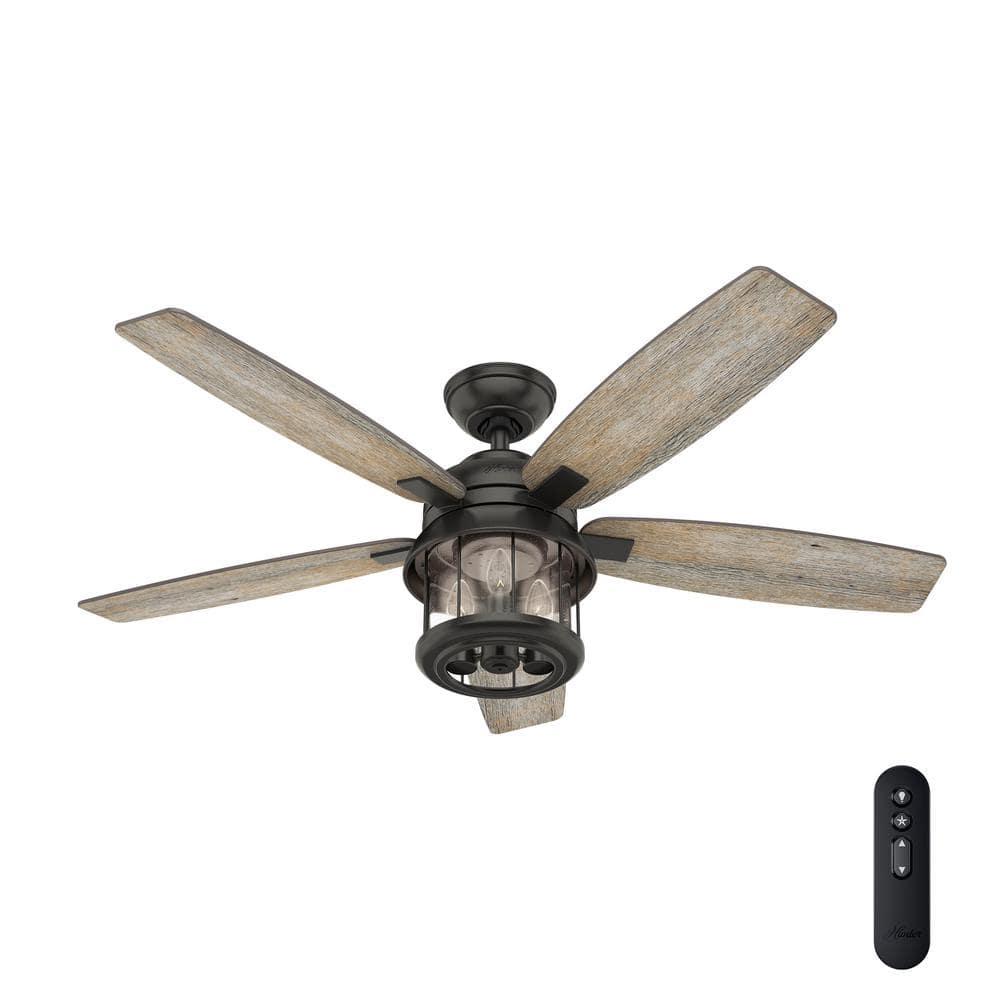 Hunter Fan 52" Coral Bay 5 - Blade Outdoor Standard Ceiling Fan with Remote Control and Light Kit Included