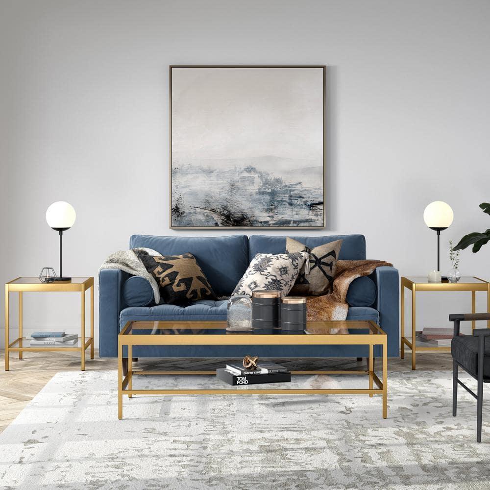 Evelyn&Zoe Alexis 54" Wide Rectangular Coffee Table, Brass