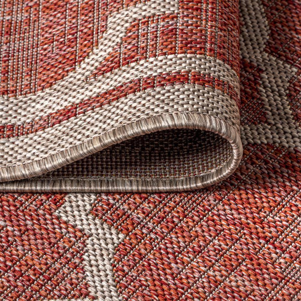 4'x6' Trebol Moroccan Trellis Textured Weave Indoor/Outdoor Area Rug, Red/Beige - JONATHAN Y
