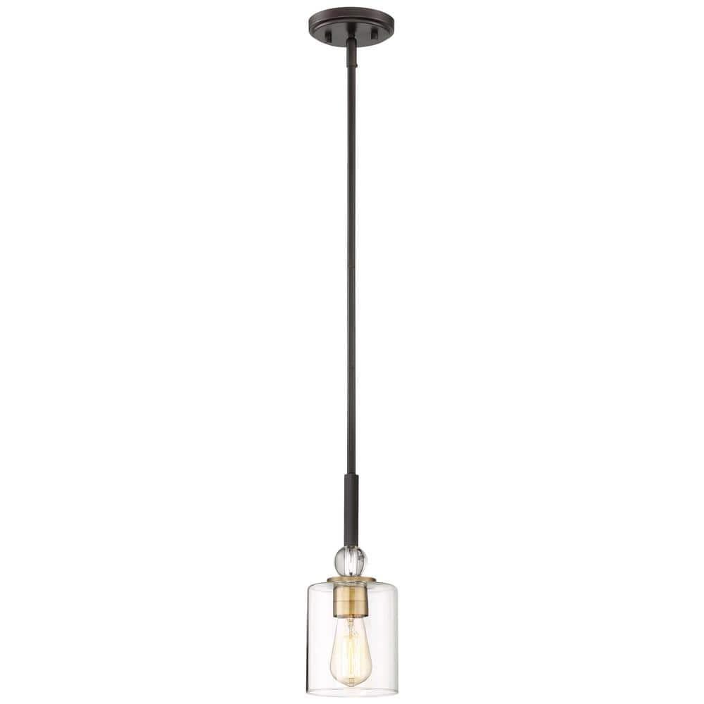 Mini Painted Bronze and Brass Glass Pendant Light