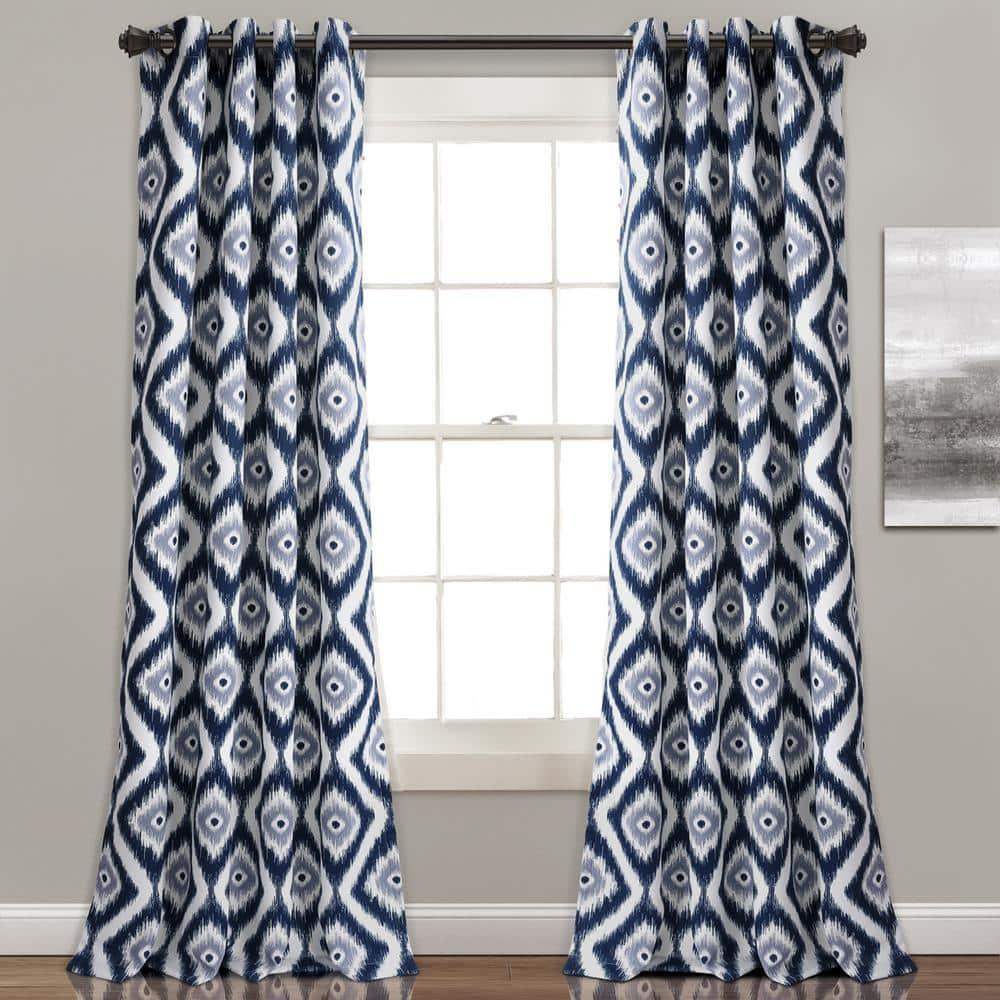 Lush Decor Diamond Ikat Polyester Semi Sheer Curtain Pair (Set of 2)