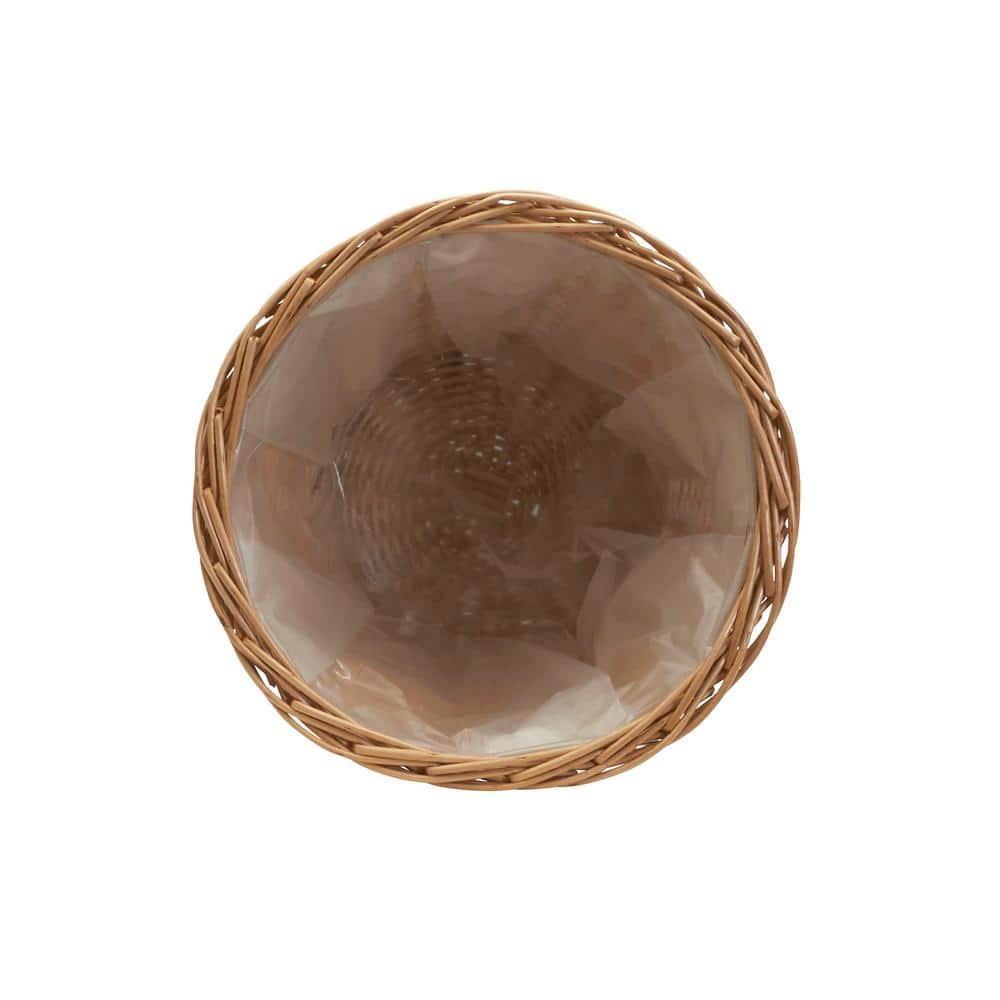 Household Essentials Willow Wicker Waste Basket, Medium, Handwoven with Built-In Plastic Liner, Durable and Attractive Weave, Tapered Design, Compact, Eco-Friendly, Easy to Clean, Natural