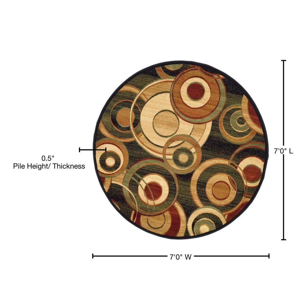 Lyndhurst LNH225 Power Loomed Area Rug - Black/Multi - 7' Round - Safavieh