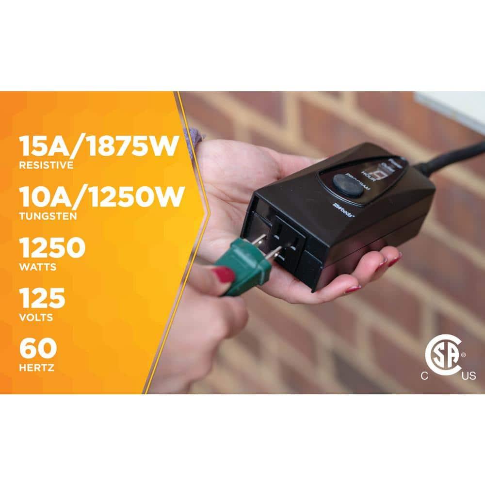 Woods 50013WD 24-Hour Dusk to Dawn Lighting Timer with Photocell and Digital Display