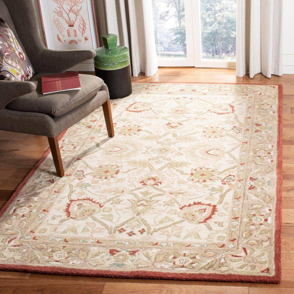 SAFAVIEH Anatolia Venice Traditional Wool Area Rug, Beige/Rust, 8' x 10'