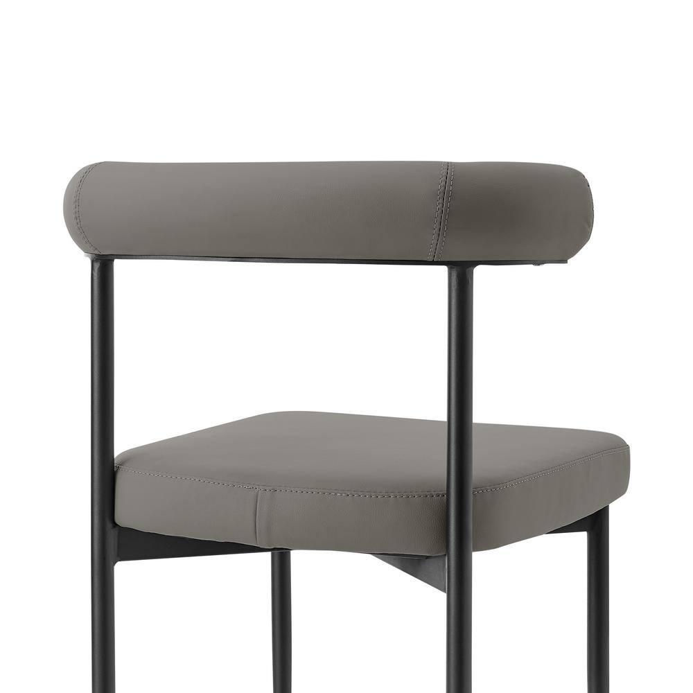 Armen Living Set of 2 Shannon Iron and Faux Leather Dining Chairs Matte Black/Light Gray