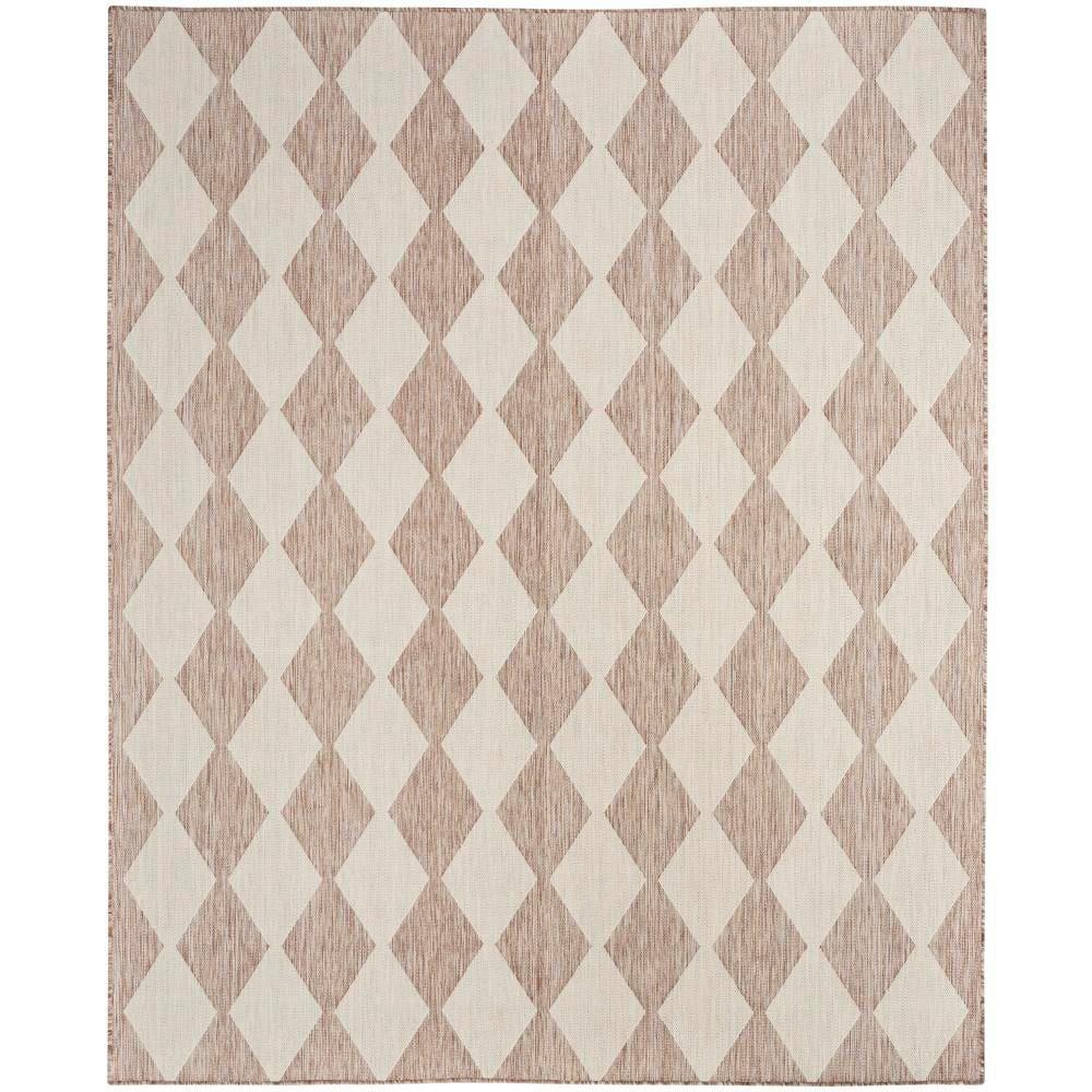 Nourison Positano 8' x 10' Beige Diamond Modern Flatweave Indoor/Outdoor Rug