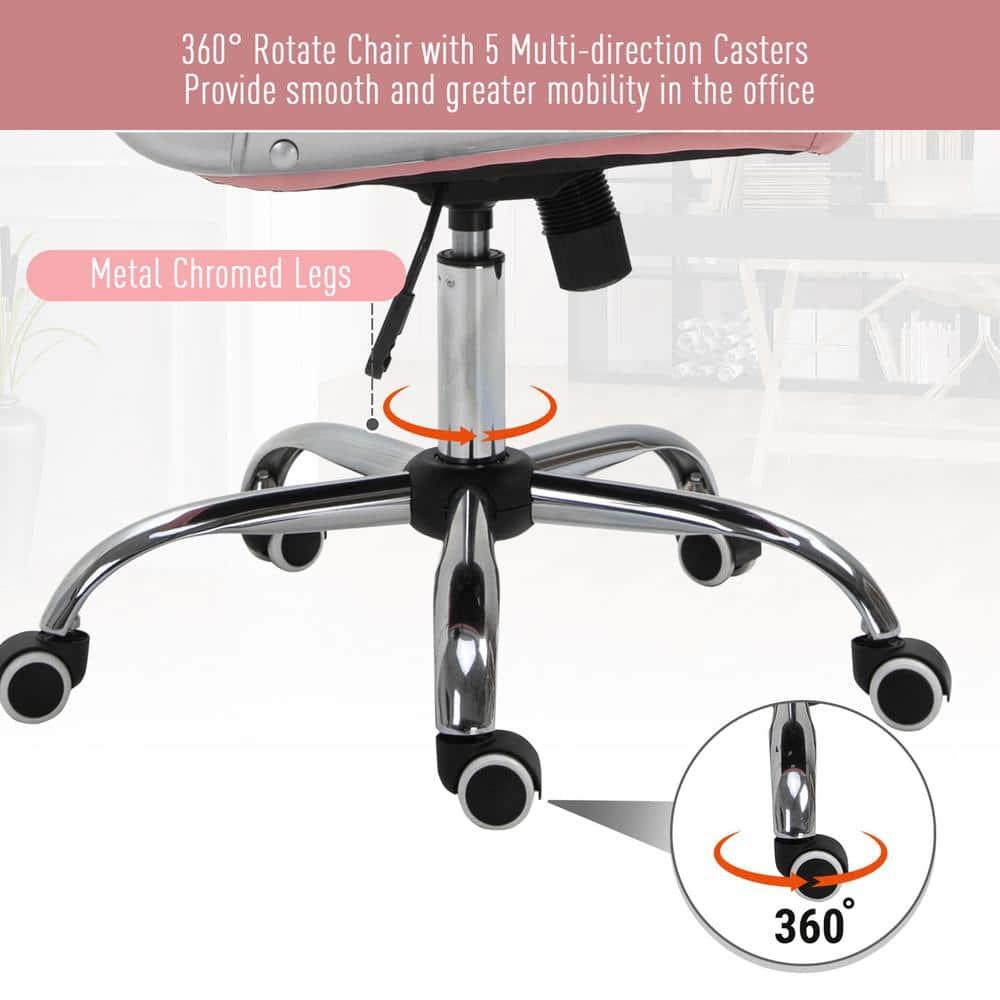 Vinsetto Indoor Height Adjustment and Armrest Office Desk Chair, Pink