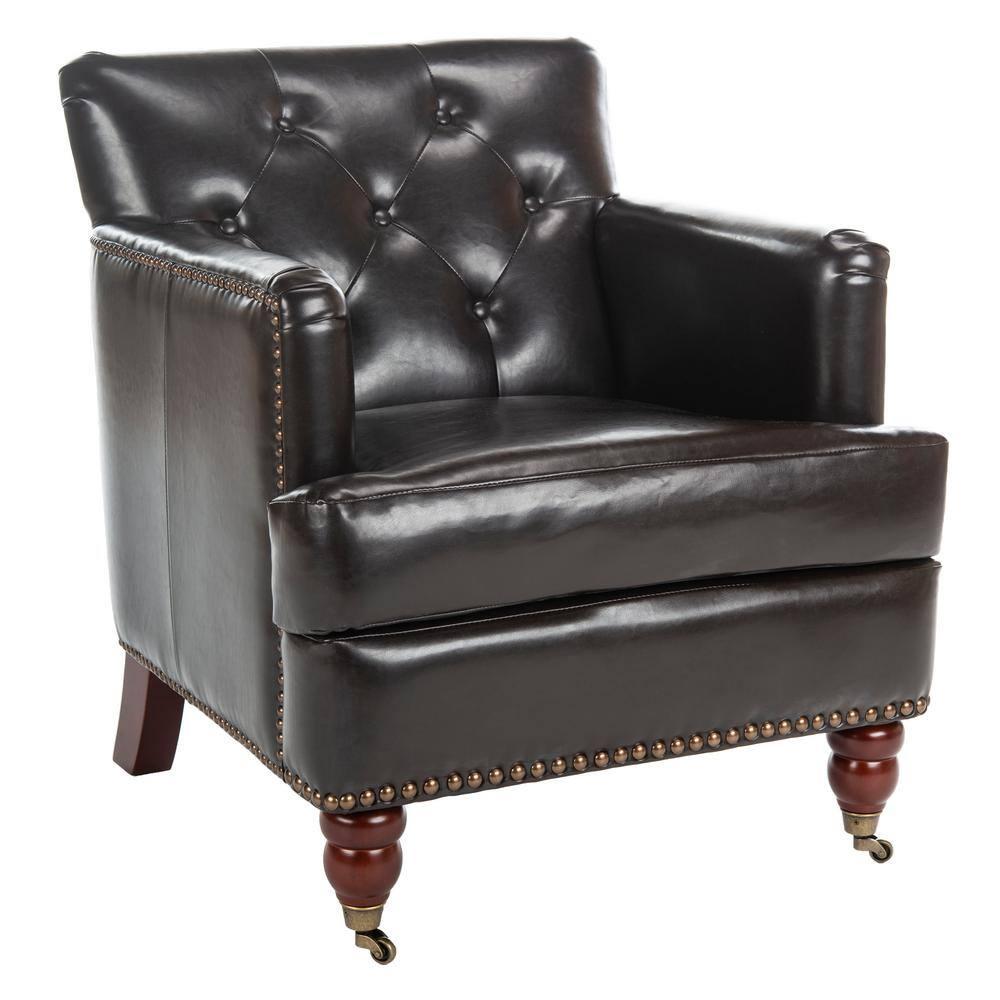 Colin Chair - HUD8212 - Brown/Leather - Safavieh