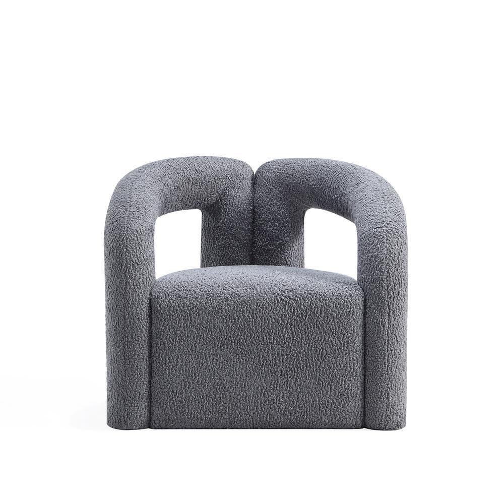 Manhattan Comfort Darian Modern Boucle Upholstered Accent Chair Gray: Pine Frame, Foam Cushion, No Assembly Required