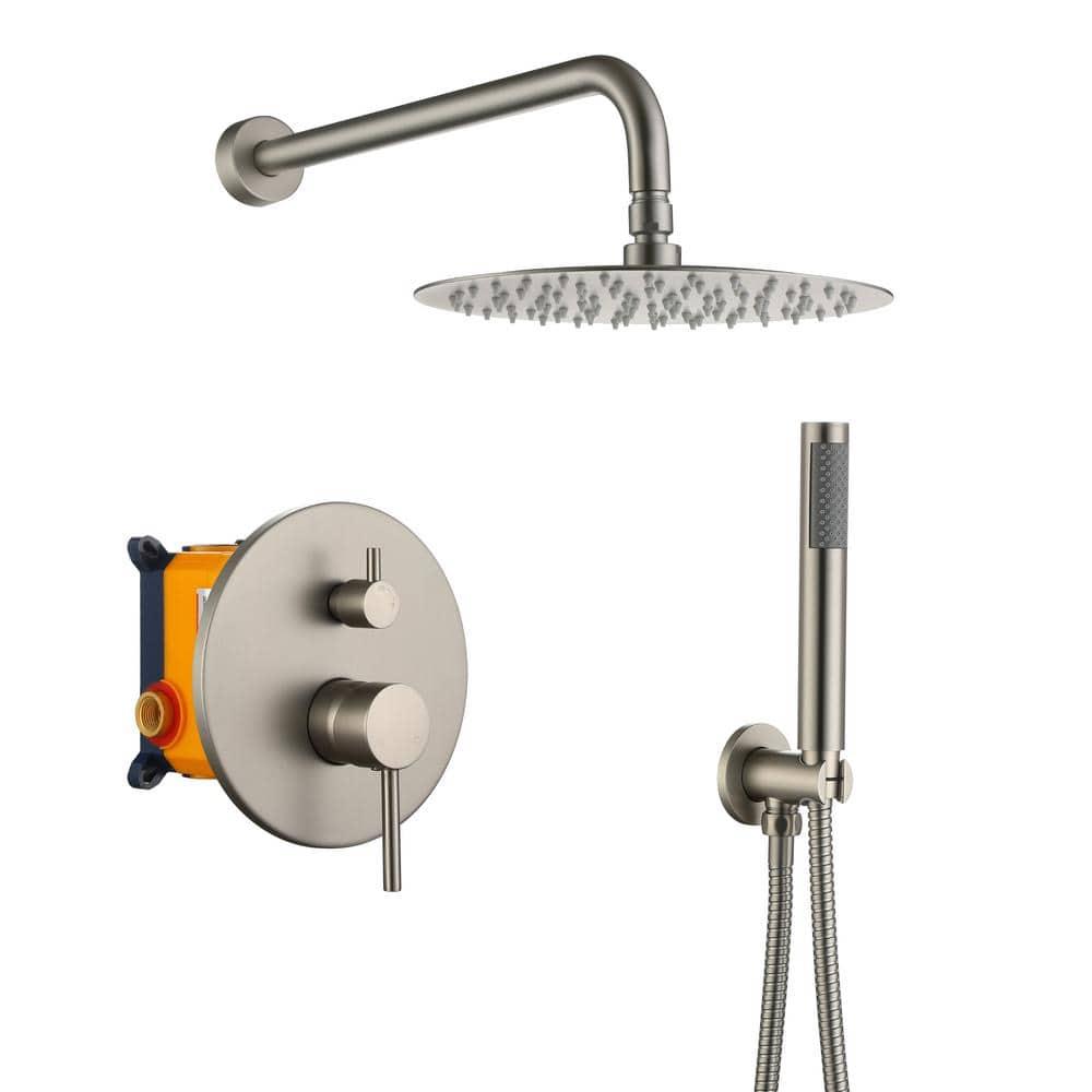 Pressure-Balanced Complete Shower System with 10-Inch Rain Shower Head, Handheld, Rough-in Valve
