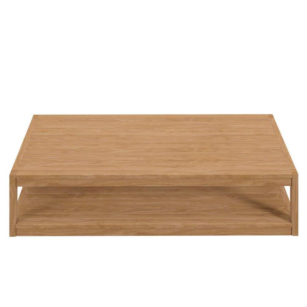 Modway Carlsbad Modern Rectangular Teak Wood Patio Coffee Table in Natural