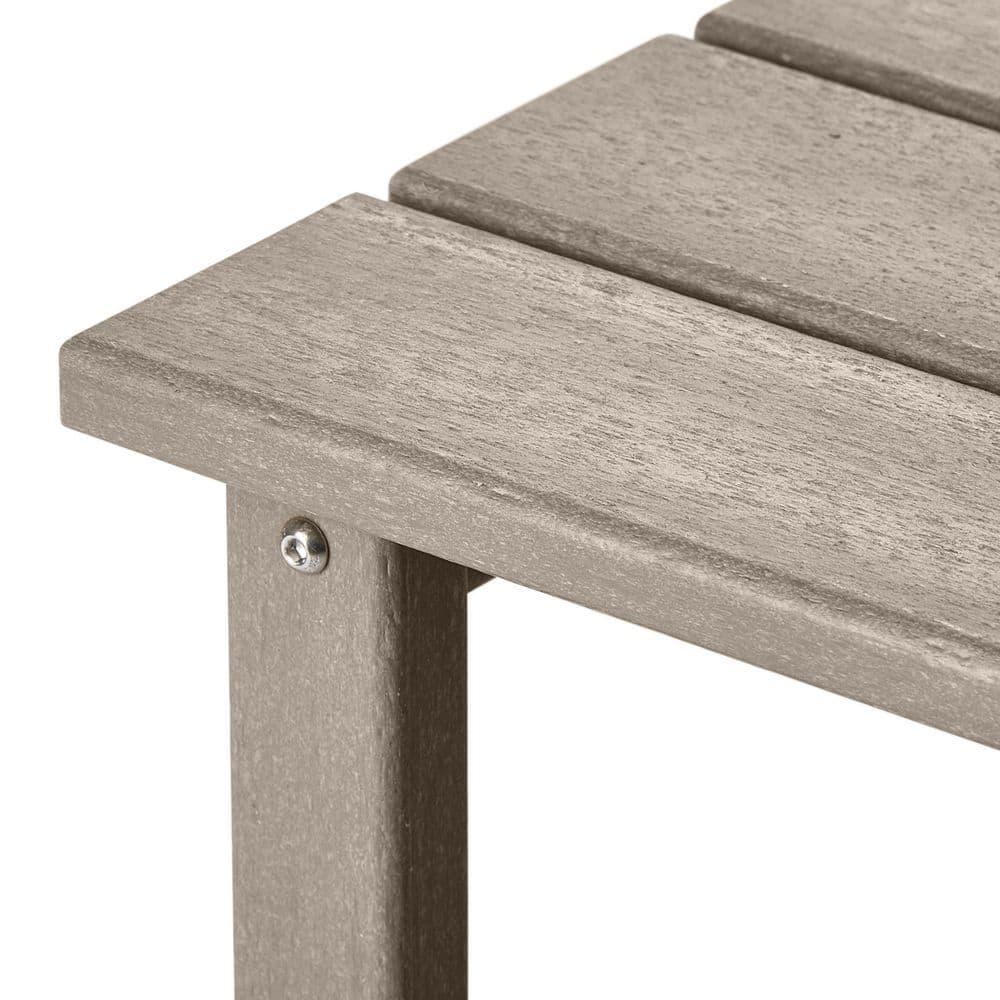 Polytrends  Laguna Hdpe All Weather Outdoor Patio Square Side Table Weathered Wood