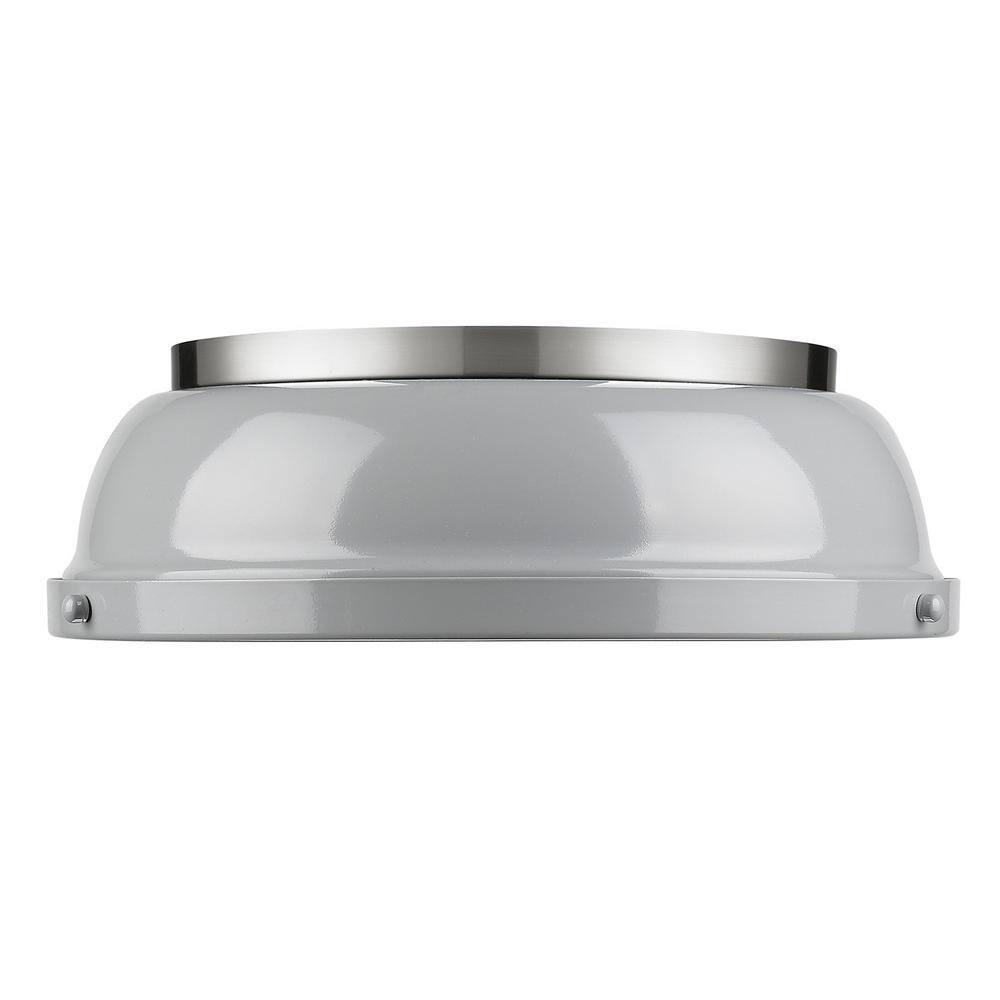 Golden Lighting Duncan 2-Light Flush Mount in Pewter with Gray