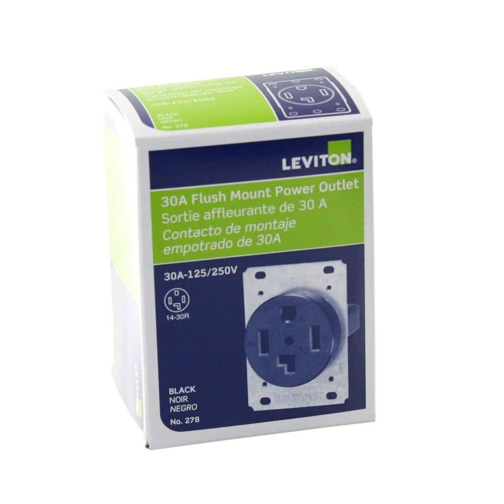 278-S00 4-Wire, 30-Amp, 250V Flush Mount Dryer Receptacle,Black