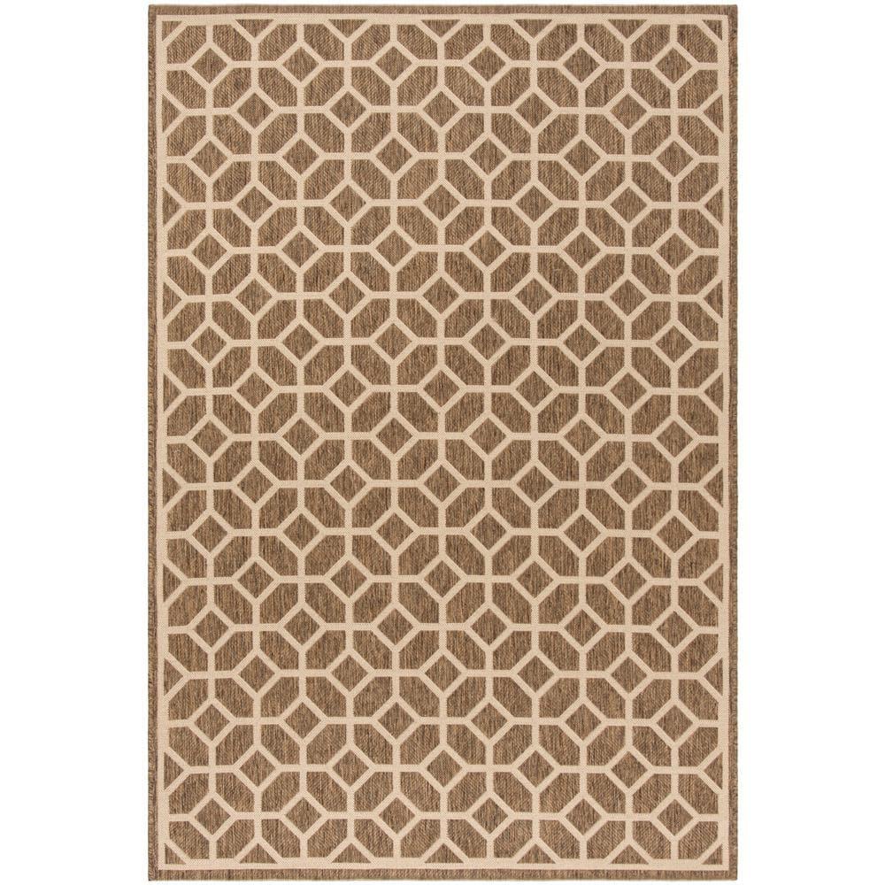 SAFAVIEH Beach House Kadri Geometric Indoor/Outdoor Area Rug, Beige/Cream, 5'3" x 7'6"