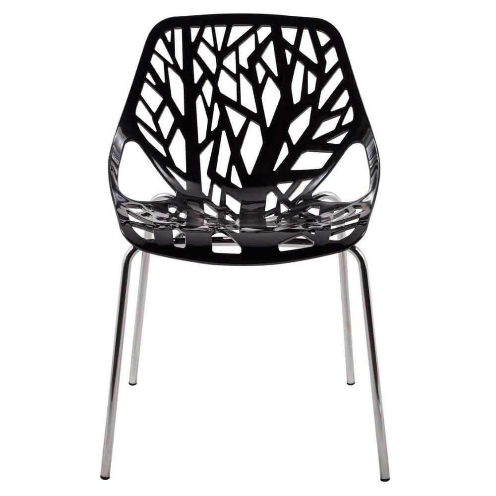 LeisureMod Asbury Stackable Dining Chair, Set of 4 - Black