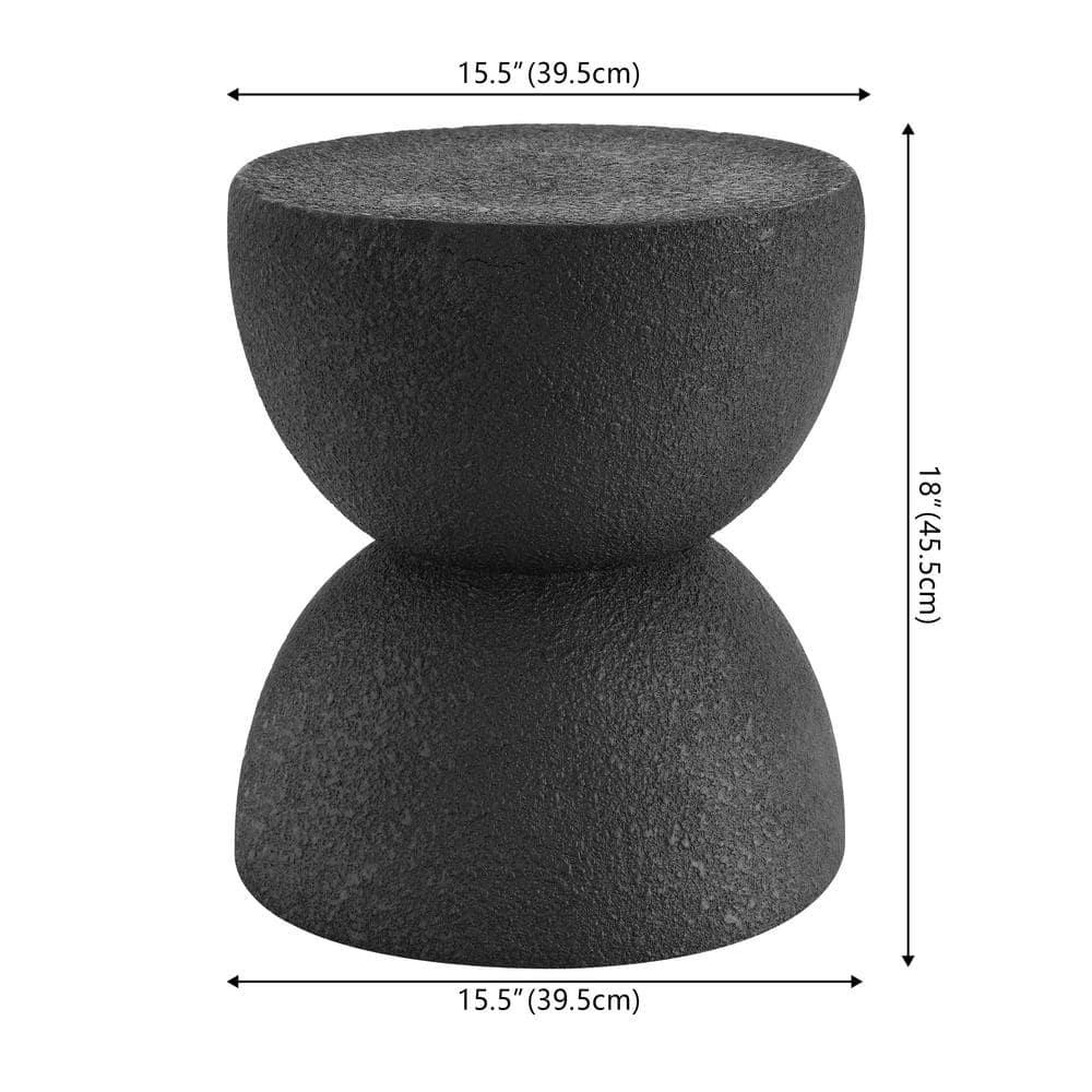 Greta 18" Mid-Century Modern Drum Accent Table , Black - JONATHAN Y